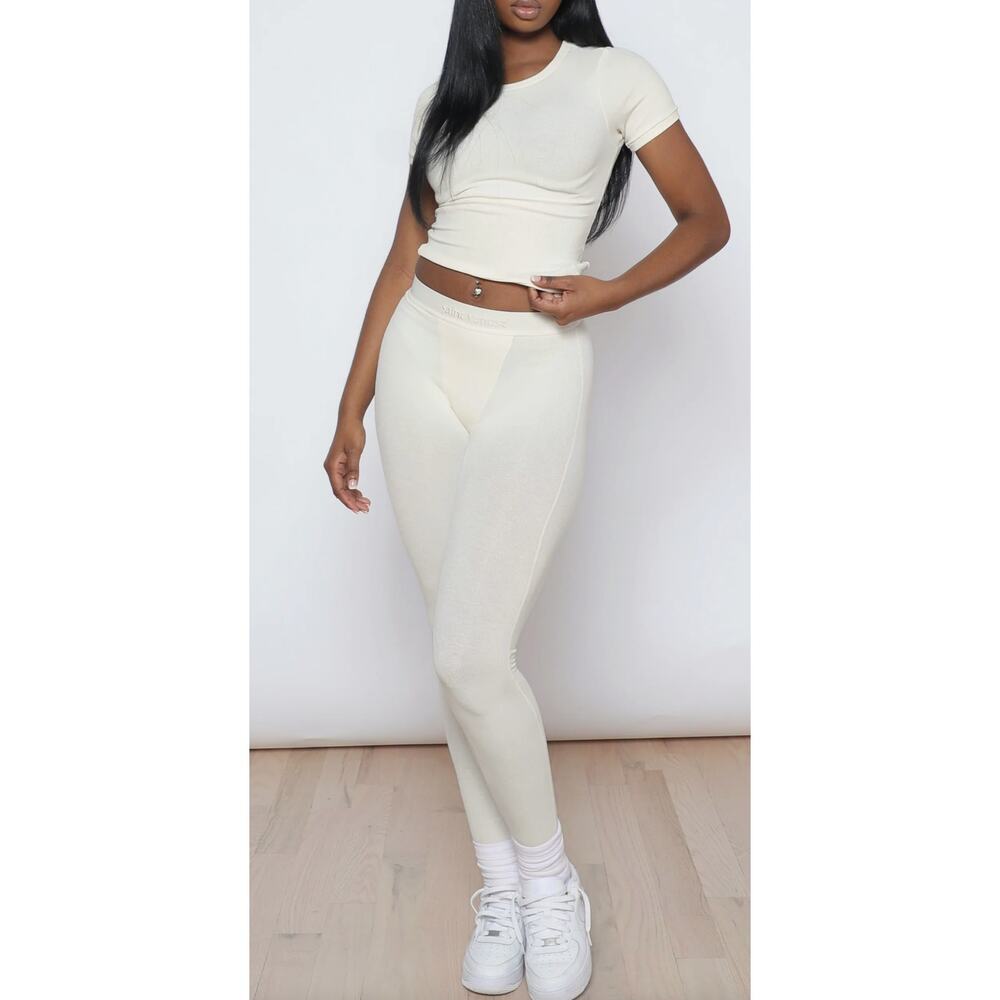 Saint Venust Rib Lounge Leggings Cream Womens Plus Size XXL New Athleisure